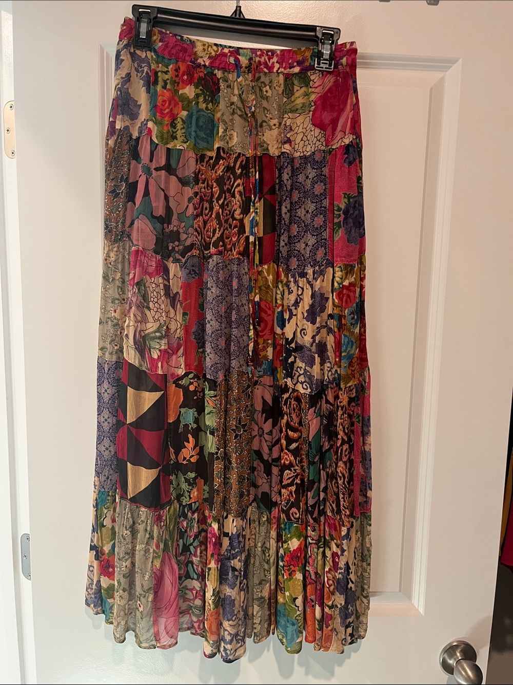 Patchwork Floral Maxi Skirt in Multicolor by Young Threads